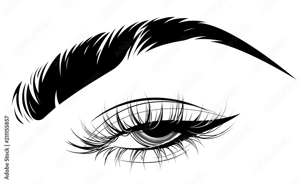 illustration of eye makeup and brow on white background illustration of eye makeup and brow on white background