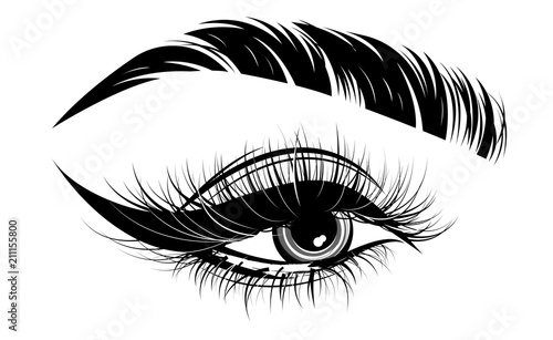 illustration of eye makeup and brow on white background