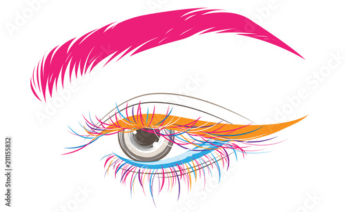 illustration of eye makeup and brow on white background