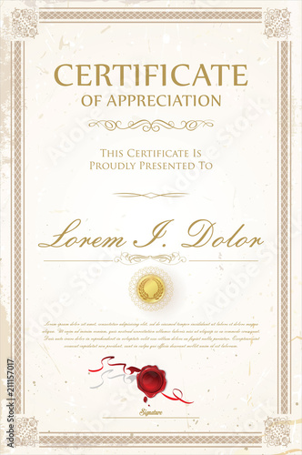 Certificate or diploma retro design template vector illustration 