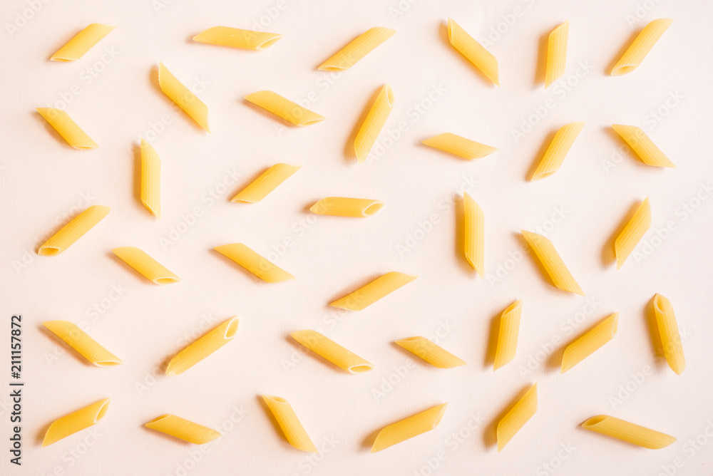 Penne Pasta on pink Penne Pasta on pink