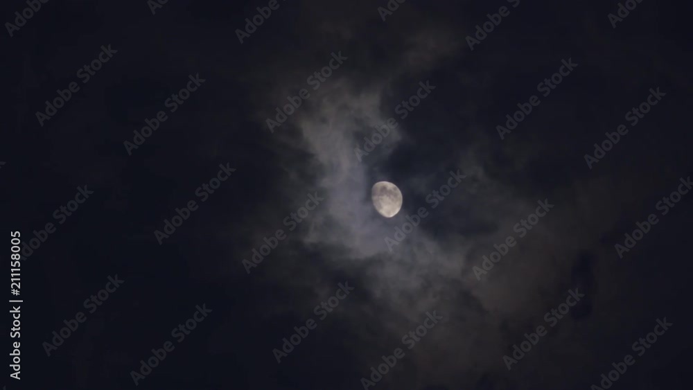 Full Moon At Midnight With Fast Windy Clouds Moving In Front Full Moon At Midnight With Fast Windy Clouds Moving In Front