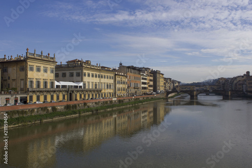 Florence cityscape on Arno river at day time, Italy