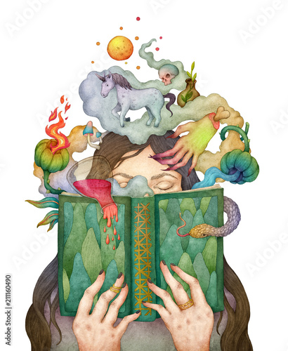 Woman reading a fairy book