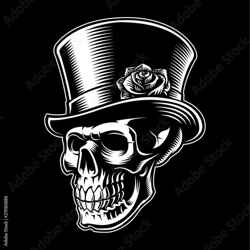 Vintage skull with hat
