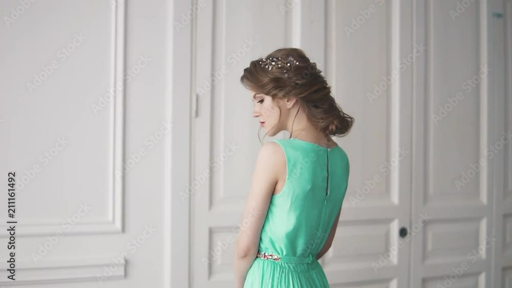 portrait of an attractive brunette in an evening dress. portrait of an attractive brunette in an evening dress.