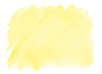 Yellow watercolor background with a pronounced texture of paper for decorating design products and printing.