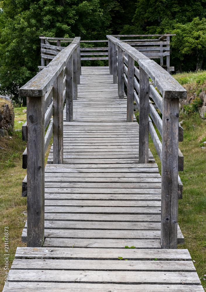 Decorative wooden footpath or bridge, EC, Europe