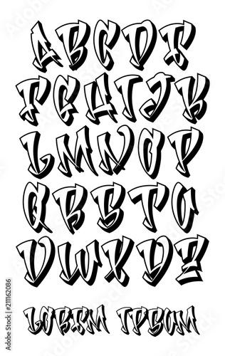 Graffiti 3D alphabet- Hand written - Vector font