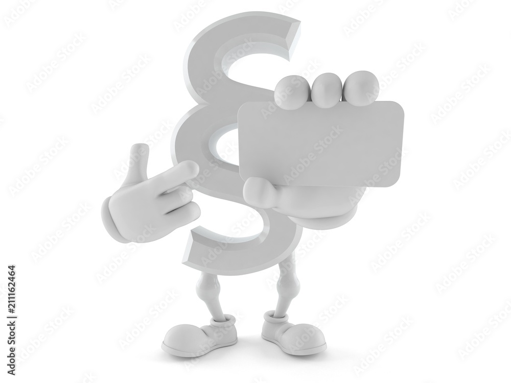 Fototapeta premium Paragraph character pointing finger on business card