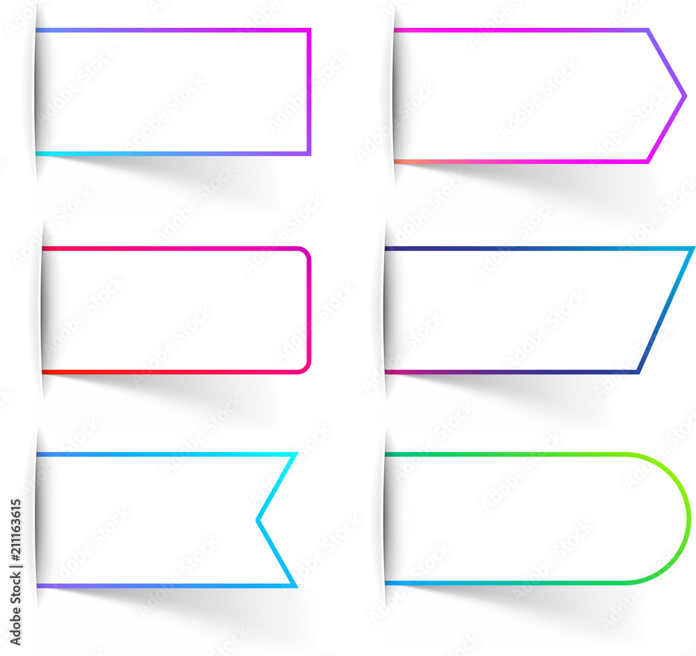 White paper labels templates with colorful frame. White paper labels templates with colorful frame.