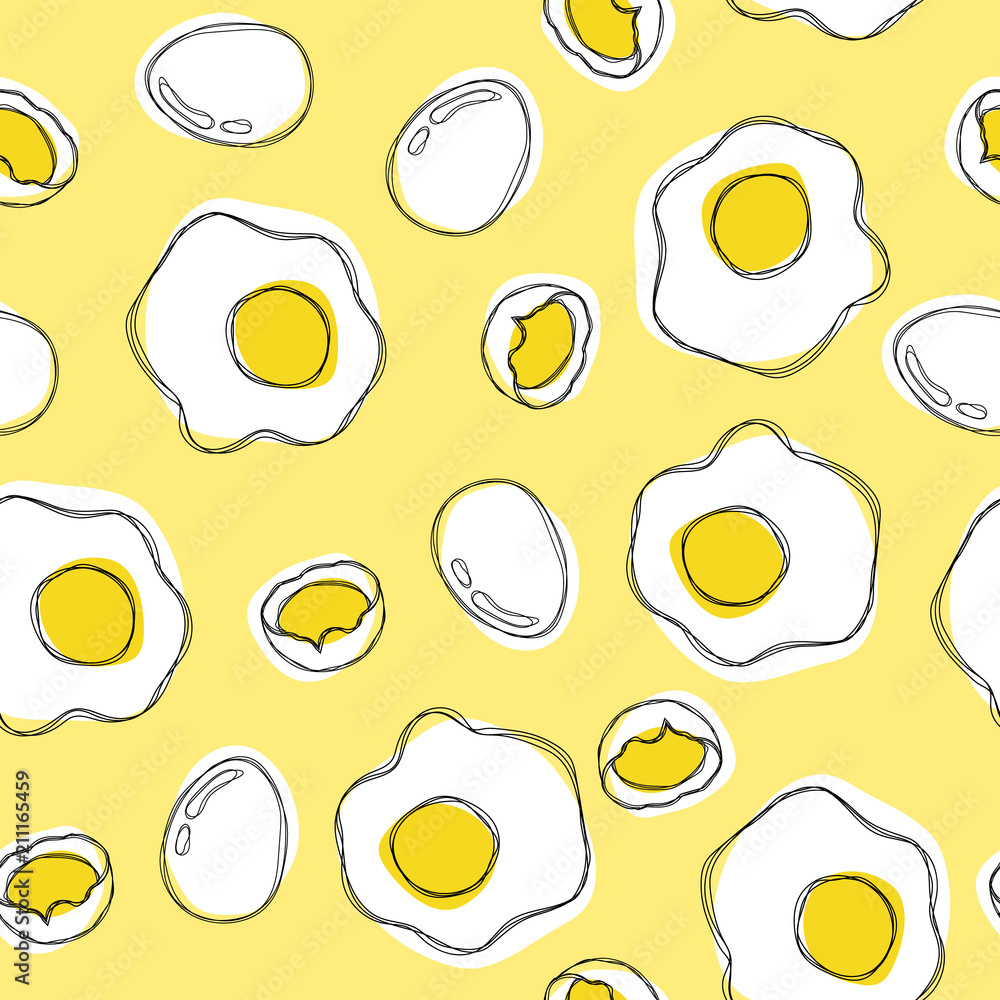Eggs hand draw seamless pattern.