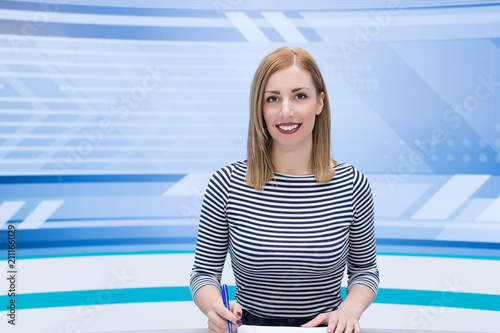 Photos Beautiful newscaster ready for news