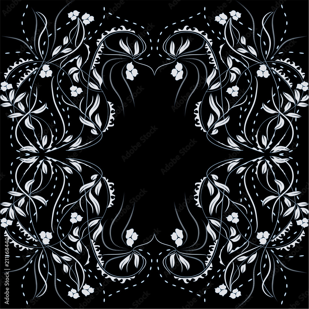 Abstract hand drawn floral pattern with lily flowers. Vector ...