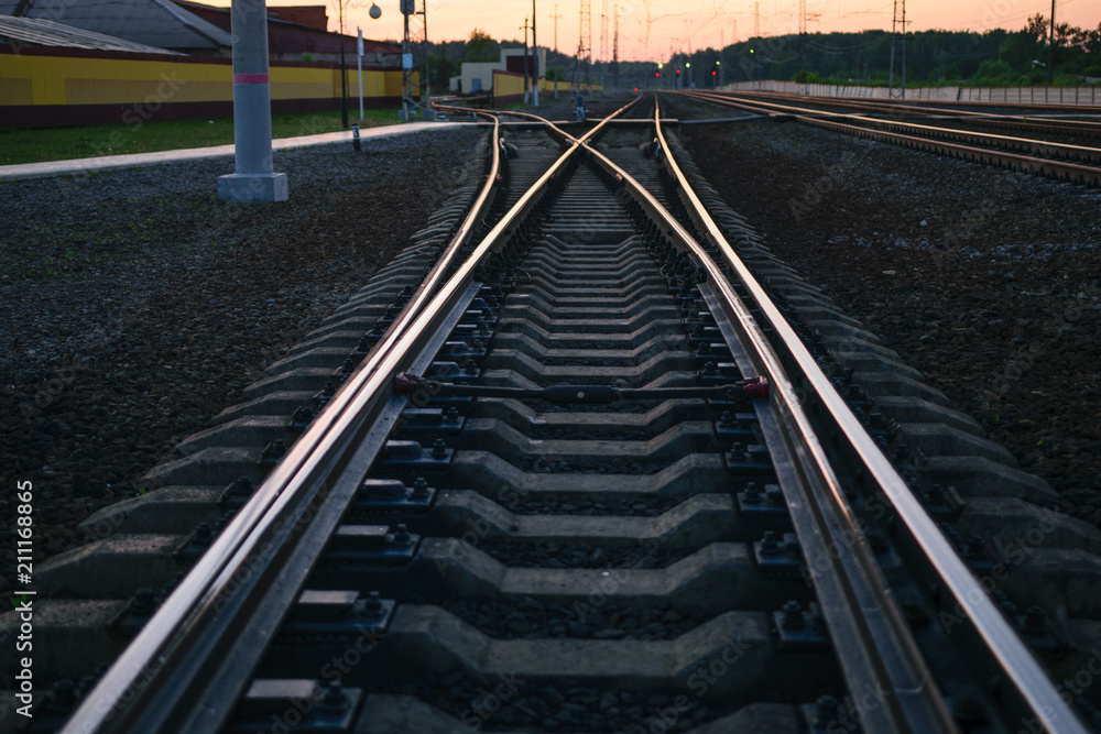 Railway on the sunset