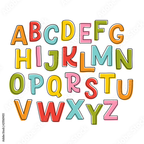 Cute hand drawn alphabet made in vector. Doodle letters for your design. Isolated characters. Handdrawn display font for DIY projects and kids design.
