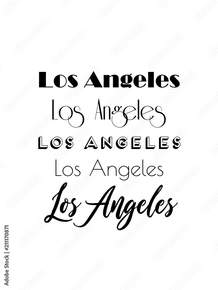 Naklejka premium Los Angeles City Text Isolated On White For Calligraphy Lettering Vector Print Template