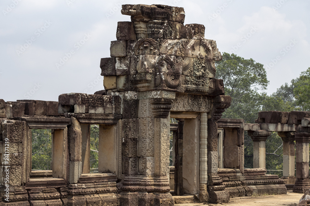 Ancient temple in Angkor Wat. Baphuon temple upper level gallery. Buddhist or hindu temple. Ancient temple in Angkor Wat. Baphuon temple upper level gallery. Buddhist or hindu temple.
