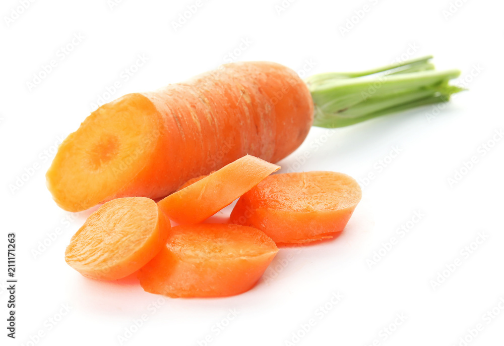 Ripe sliced carrot on white background Ripe sliced carrot on white background