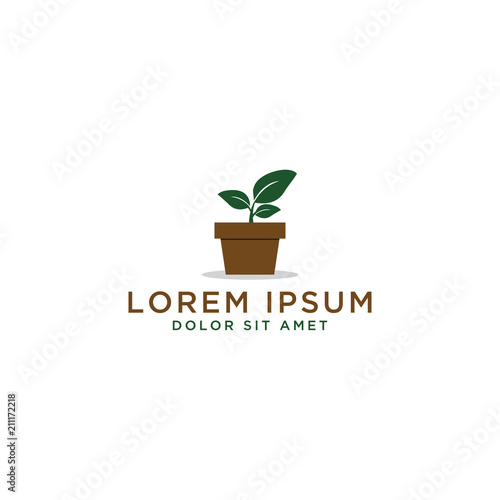 Plant pot logo design template