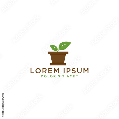 Plant pot logo design template