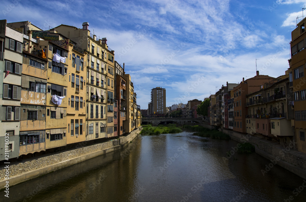 The bright city of Gerona on the river