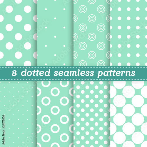 8 lovely kid seamless vector patterns with polka dots