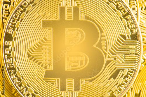 The shining golden bitcoin.