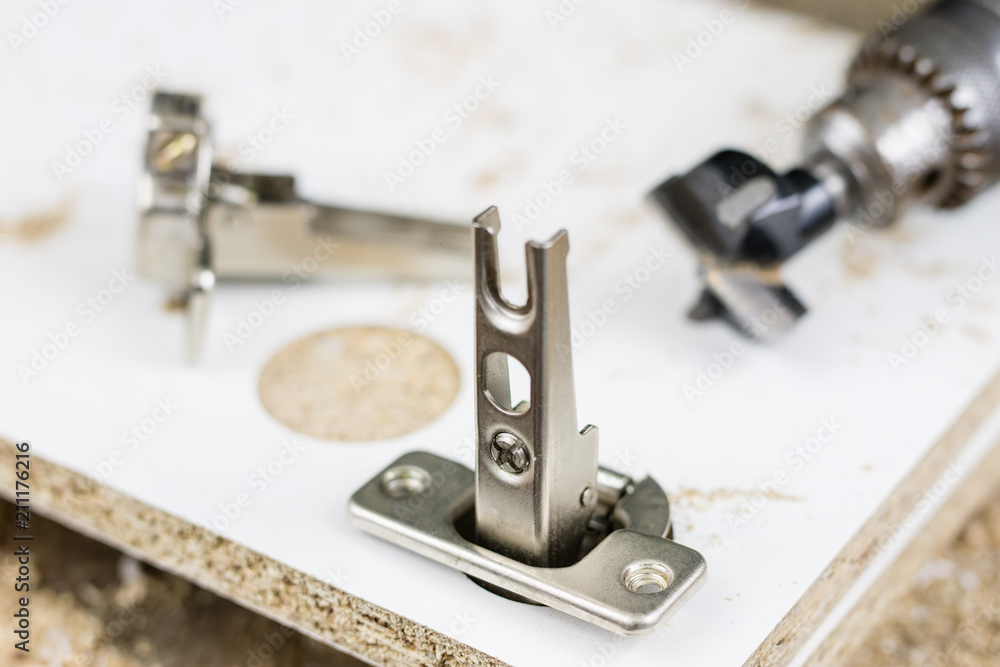 Milling cutter for fixing hinges in chipboard. Joinery accessories for furniture construction. Milling cutter for fixing hinges in chipboard. Joinery accessories for furniture construction.