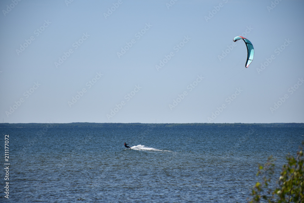 Kite surfer in action