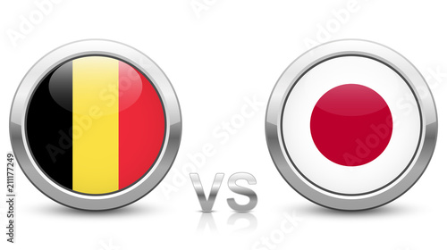 Belgium vs. Japan. 2018 tournament. Shiny metallic icons buttons with national flags isolated on white background. Free Download Belgium vs. Japan. 2018 tournament. Shiny metallic icons buttons with national flags isolated on white background. - GFXLoad