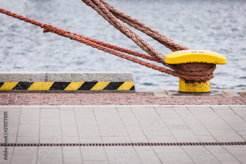 Harbor marina bolt with rope photo