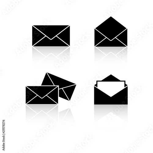 Set envelopes reflection icons