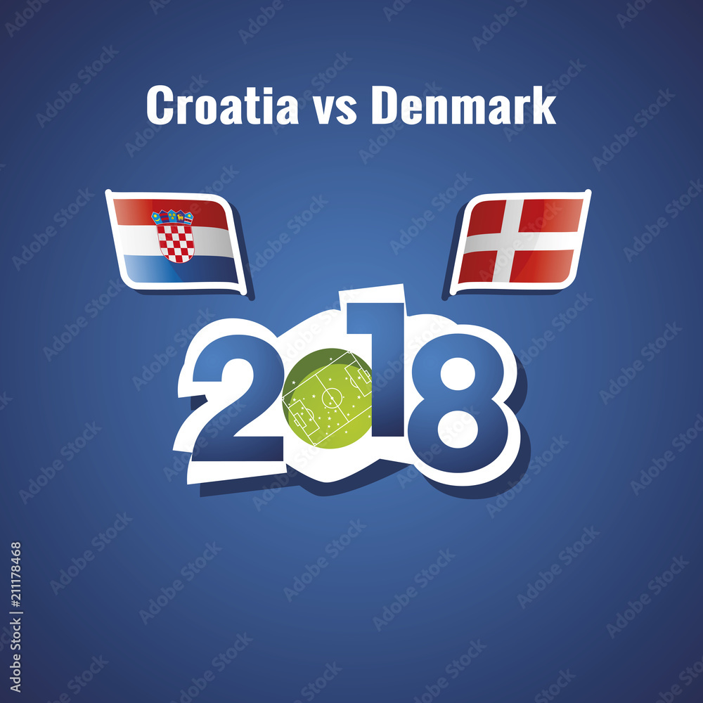 Croatia vs Denmark flags soccer blue background