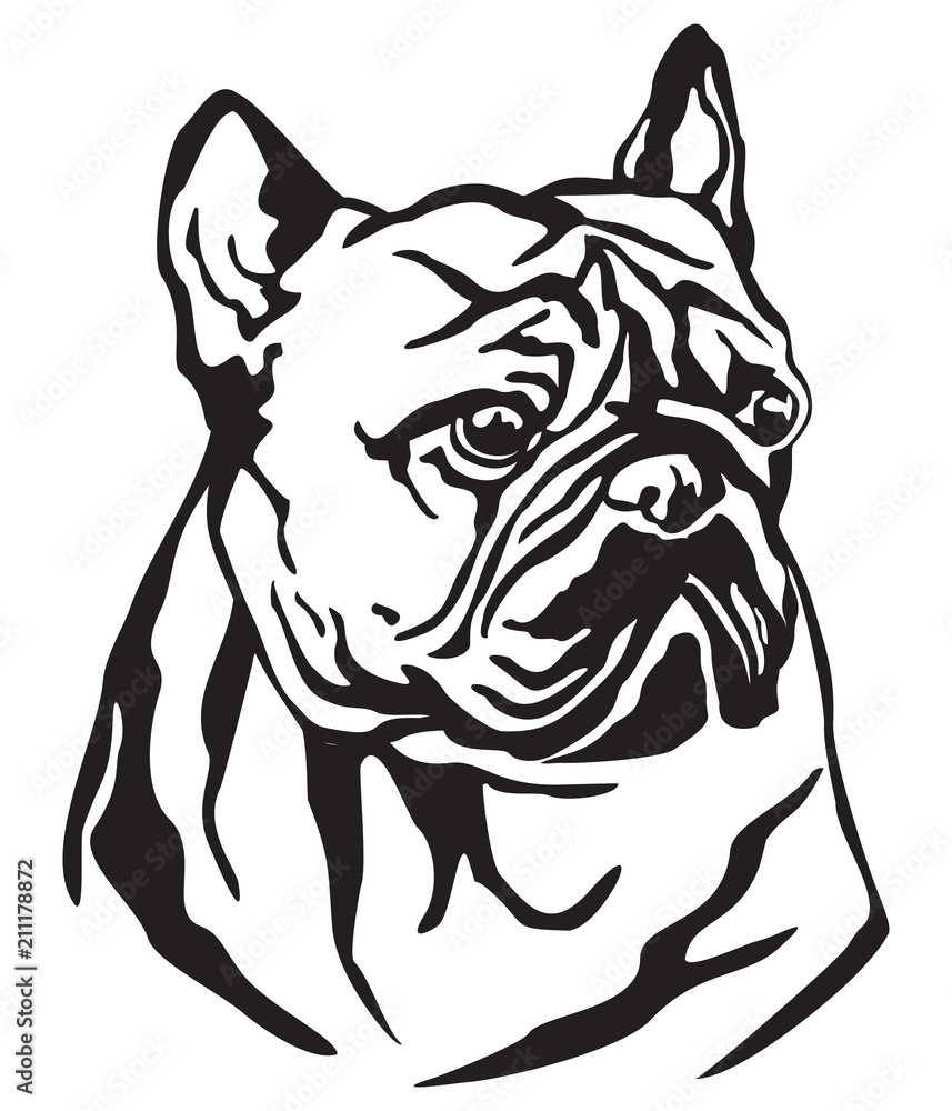 Decorative Portrait Of Dog French Bulldog Vector Illustration Stock ...