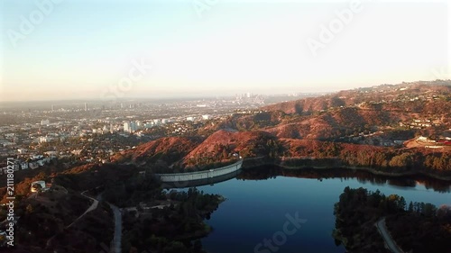 Aerial: Silver Lake Reservoirs And The Rest Of LA