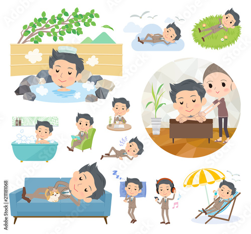 Beige suit short hair men_relax