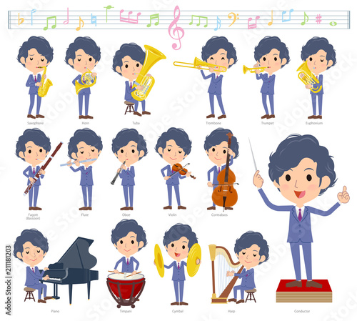 blue suit perm hair men_classic music