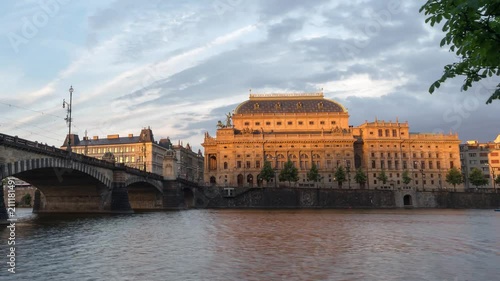 Timelapse of the Prague National Theatre during Sunset