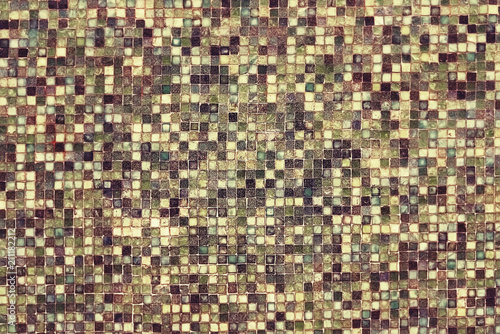 Brown mosaic wall background texture © issalina