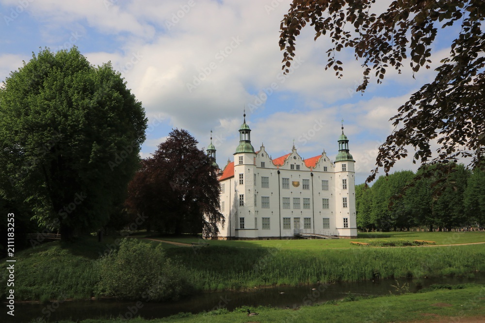 historic renaissance water castle Ahrensburg, Schleswig Holstein
