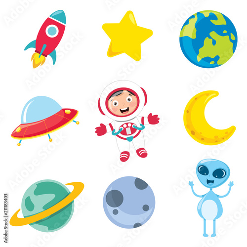 Vector Illustration Of Space Elements