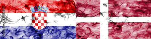 Croatia vs Denmark smoke flag photo