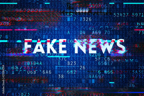 Fake news on internet in digital age, conceptual illustration photo