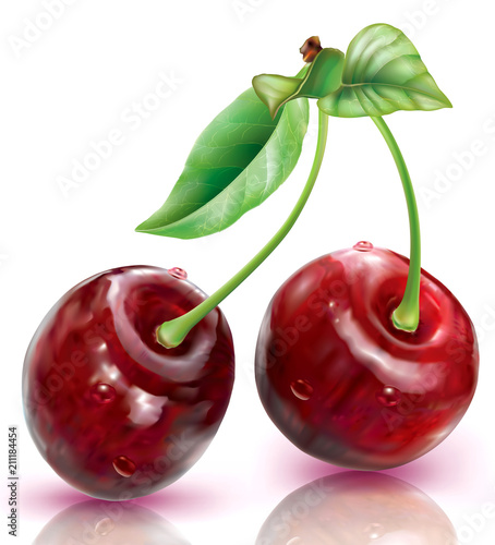 Two Cherry on a white background