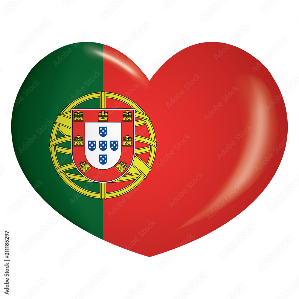 Obraz premium Illustration heart icon with flag of Portugal. Ideal for catalogs of institutional materials and geography