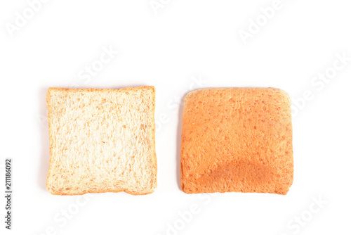 Slide bread on white background.