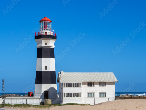 beautiful Lighthouse at Cape Recife, clear sky, South Africa