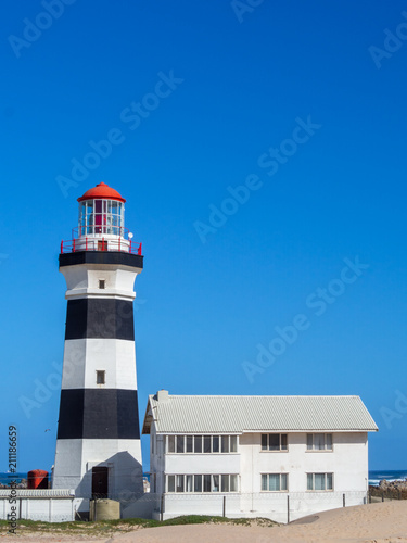 beautiful Lighthouse at Cape Recife, clear sky, South Africa