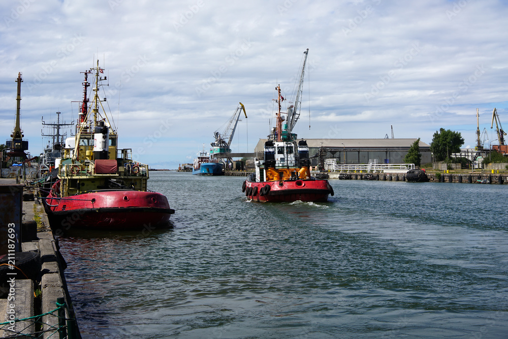 tugboat in the port of Liepaja on the Baltic Sea